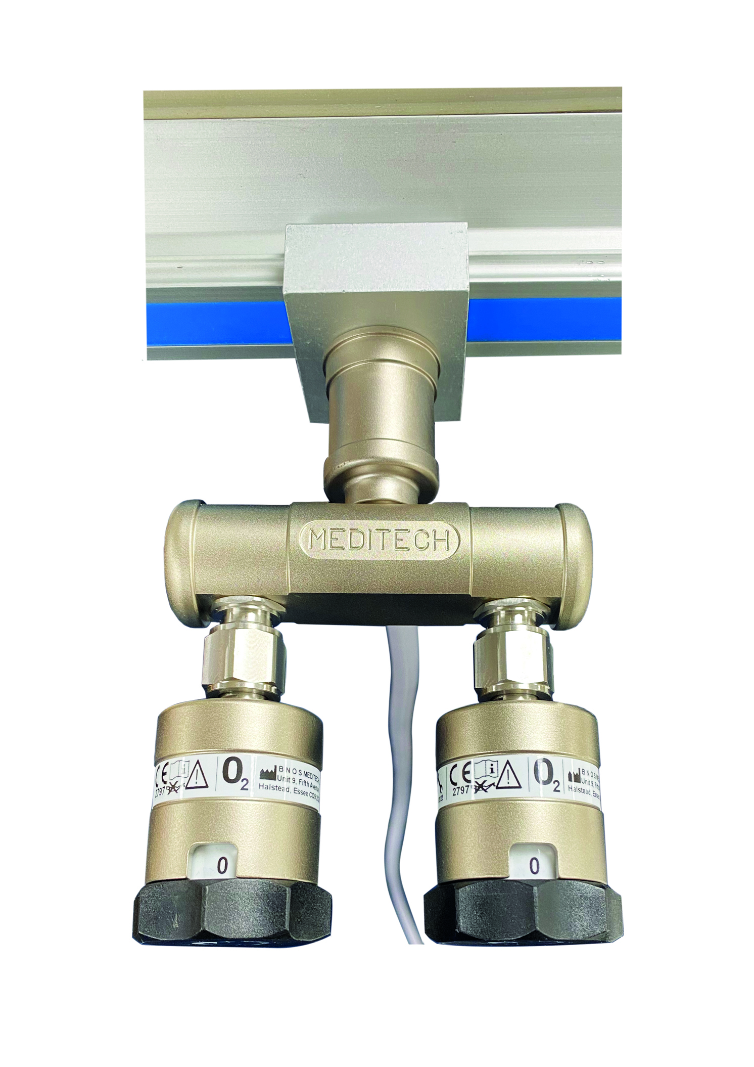 Rail Mounted Twin Flow Selector, Straight Bar (100mm) - 2M Supply Hose with Probe